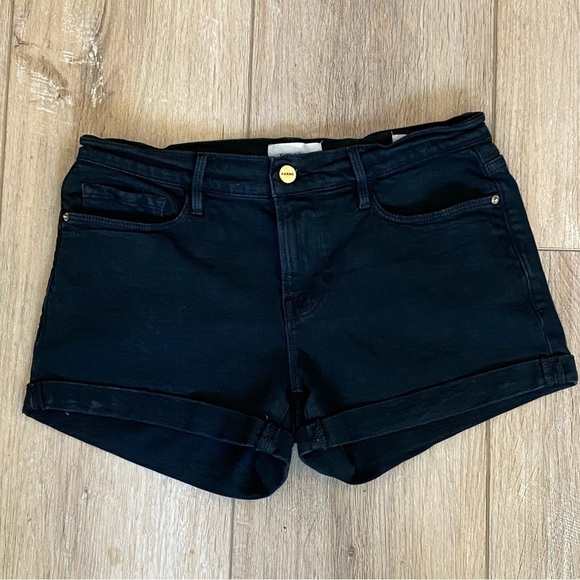 Frame Denim Black Le Cut Off Denim Shorts Size 26 - Picture 2 of 8